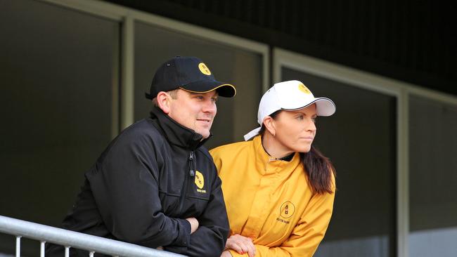 Trainers Trent Busuttin and Natalie Young have a great chance of taking out the last race at Caulfield with the consistent Inverloch. Picture: Mark Stewart