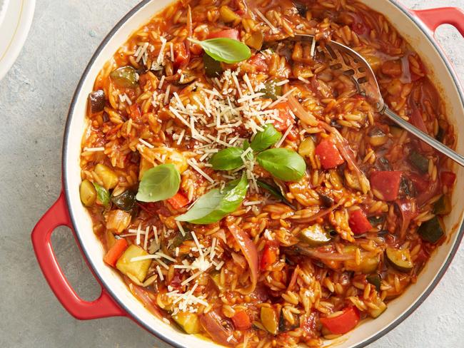 We've redesigned our 55-minute ratatouille into a 35-minute one-pan ratatouille risoni.