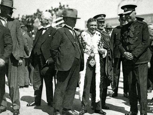 The Lord Mayor of Sydney, Sir Samuel Walder, brother of Mr’s Walder’s husband, at the opening of the Harbour Bridge in 1932.