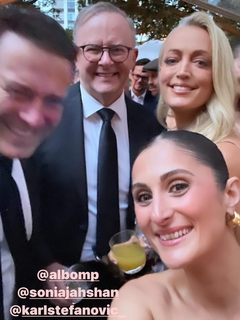 Karl Stefanovic, Anthony Albanese, Jackie 'O' Henderson and Sonia Jahshan. Picture: Instagram / jackieo_official