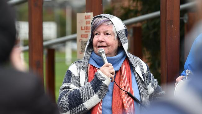 Anne McMahon at the Highton rally.