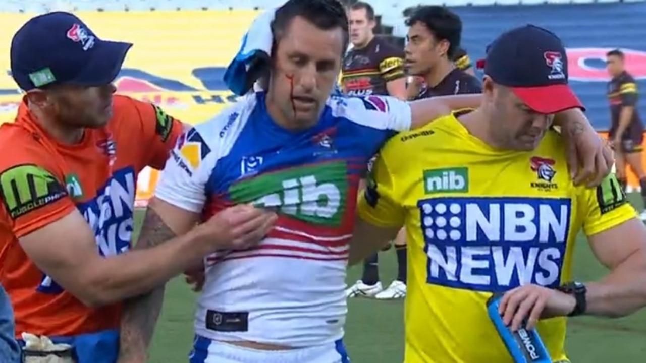 Mitchell Pearce suffered a brutal head knock