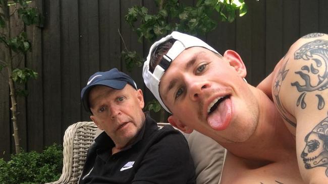 Ex-Crows and Collingwood forward Ben Crocker with his dad Paul, who has died. Picture: Instagram