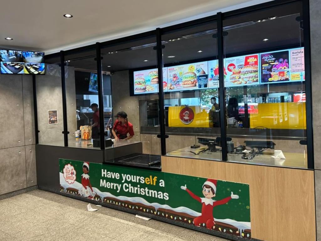 A safety glass barrier has been put in at a McDonald's in Newcastle. Picture: Facebook/Newy 87.8FM Newcastle