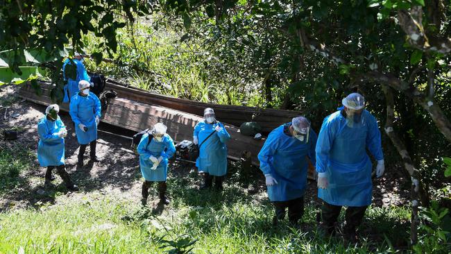 The medical team of the Brazilian Armed Forces arrives at the Cruzeirinho village, near Palmeiras do Javari, in northern Brazil, to assist the indigenous population amid the COVID-19 pandemic. Picture: AFP