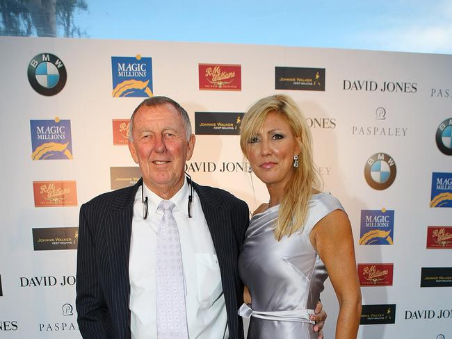 John Singleton and Yvette Hartman at a function for the Magic Millions Summer Carnival on the Gold Coast in 2010.