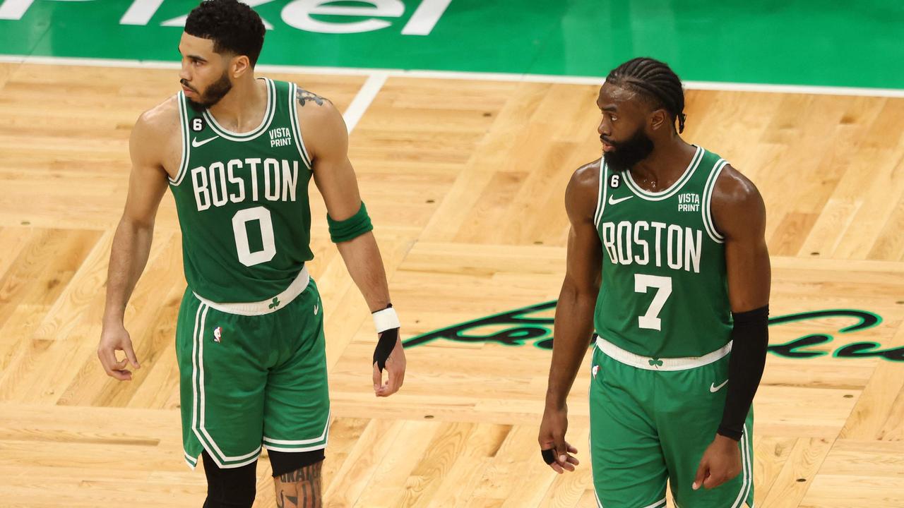 Jayson Tatum and Jaylen Brown are yet to go all the way. Photo: Adam Glanzman/Getty Images.