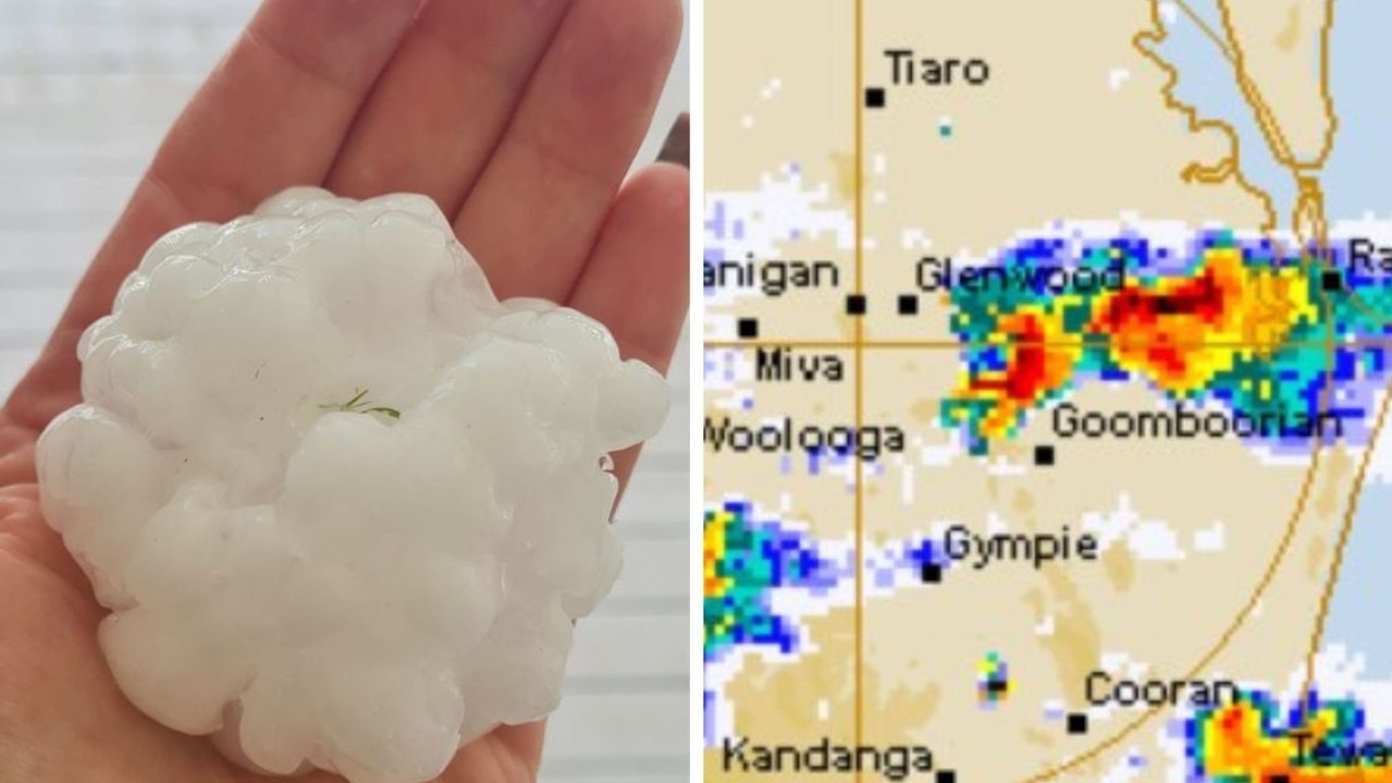 Huge hail at Curra as storms tracked across the Wide Bay in late 2022.