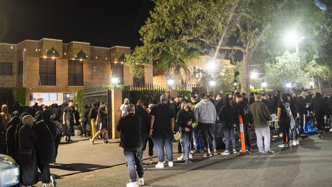 Mourners gather at Al Rahman mosque in Kingsgrove after the death of Hezbollah leader. Photo Jeremy Piper