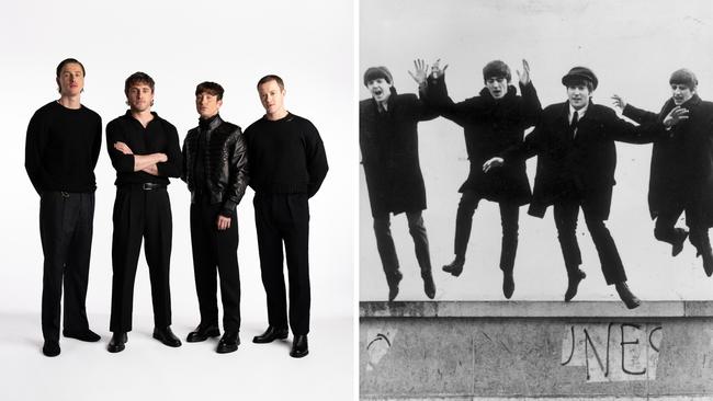 Meet the Fab Four: Harris Dickinson as John Lennon, Paul Mescal as Paul McCartney, Barry Keoghan as Ringo Starr, and Joseph Quinn as George Harrison.