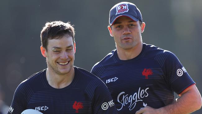 Luke Keary has defended Cooper Cronk after the champion halfback was accused of trying to stifle Sam Walker’s style of play. Picture; Brett Costello