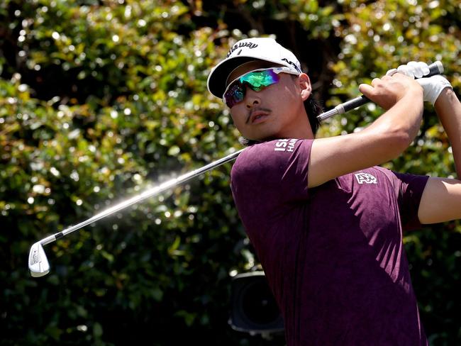 Australiaâs Min Woo Lee hits a shot during the second round of the Australian Open golf tournament at The Australian Golf Club in Sydney on December 1, 2023. (Photo by DAVID GRAY / AFP) / -- IMAGE RESTRICTED TO EDITORIAL USE - STRICTLY NO COMMERCIAL USE --