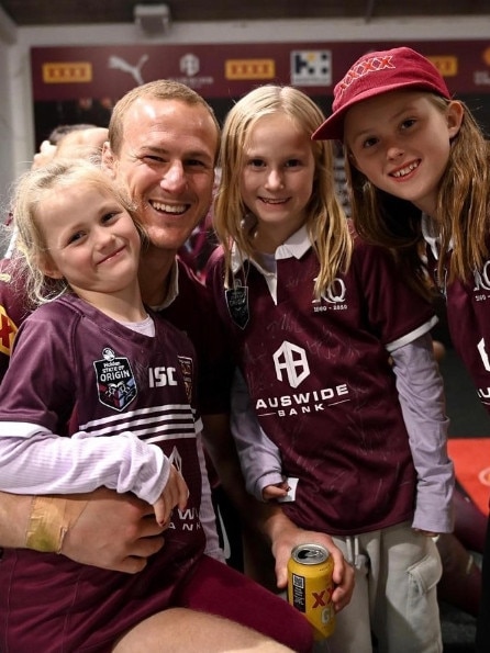 Manly captain Daly Cherry-Evans with his three daughters Navi, Harvie and Tully. Picture: Instagram