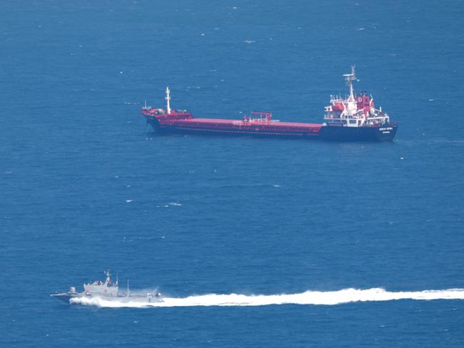 An Israeli naval vessel patrols the coast of the northern city of Haifa.