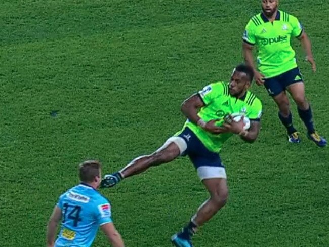 Tevita Nabura was sent off for this kick on the Waratahs' Cam Clark — but will effectively have his ban trimmed by two weeks.