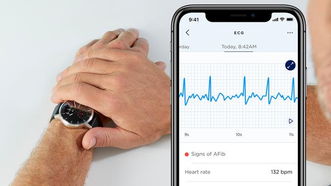 Withings’ Health Mate app recording the watch wearers heart rate.