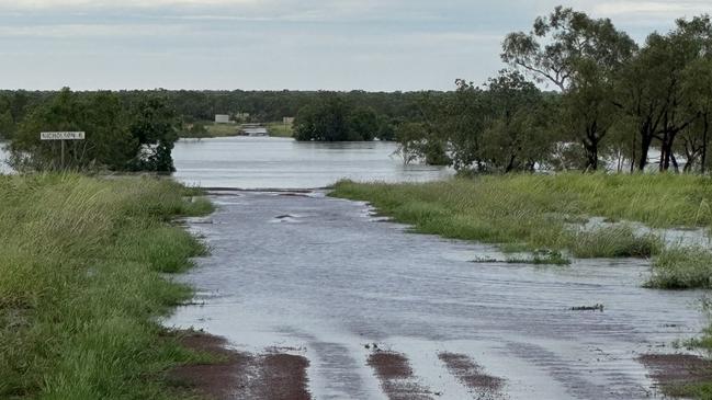 The Staff family were cut off after Cyclone Lincoln and flooding hit Nicolson River, Western Australia. Photo: Maddie Staff.