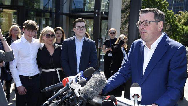 Victorian Premier Daniel Andrews announces his resignation at Parliament House in Melbourne. Picture: NCA NewsWire