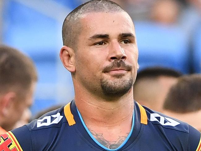 Nathan Peats of the titans looks on following a Sea Eagles try during the Round 15 NRL match between the Gold Coast Titans and the Manly Sea Eagles at CBus Super Stadium on the Gold Coast, Saturday, June 29, 2019. (AAP Image/Dave Hunt) NO ARCHIVING, EDITORIAL USE ONLY