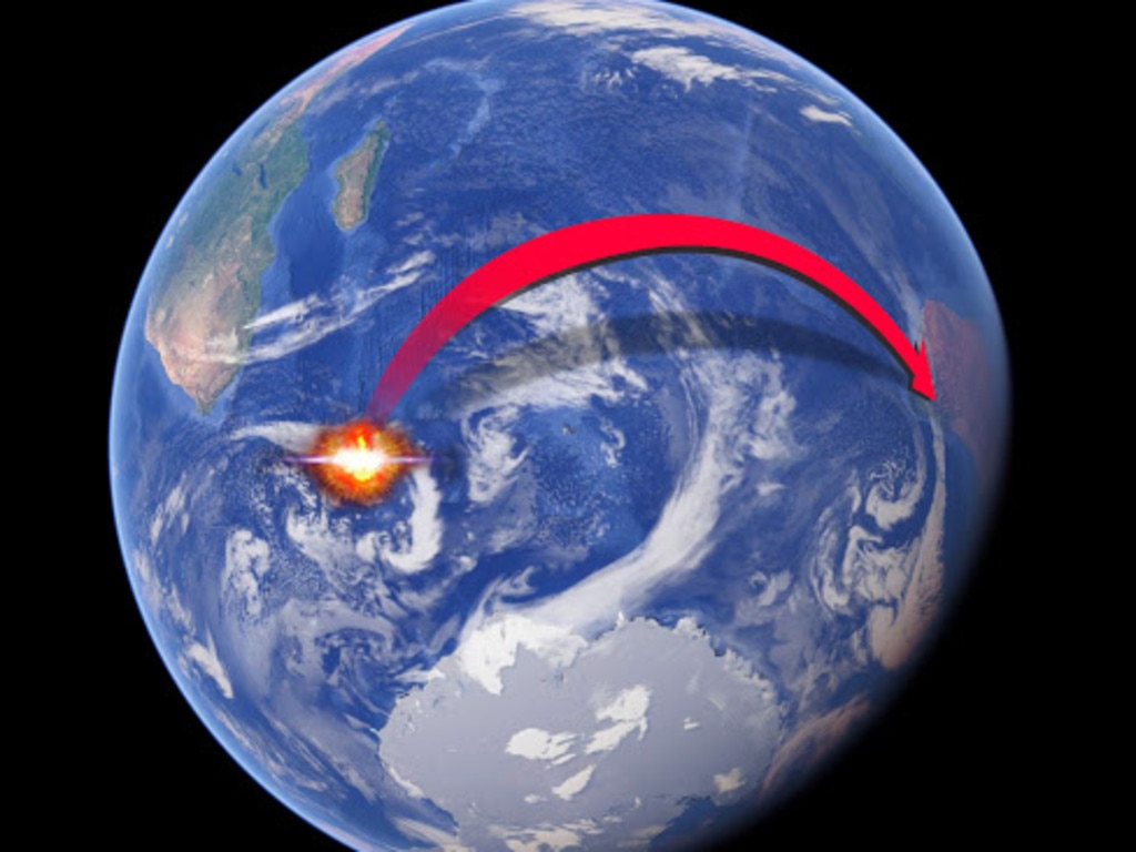 An analysis of air currents has traced a spike in radioactive materials found among the thyroid glands of Australian sheep in 1979 to a suspicous blast between Africa and Antarctica just weeks earlier. Picture: Google Earth