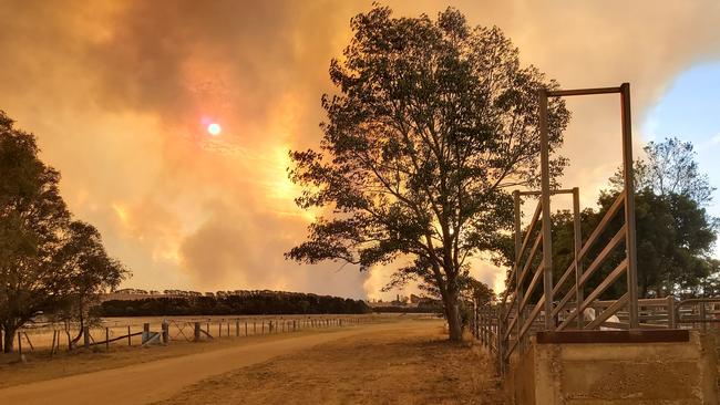 Smoke from the North Black Ridge Fire seen from the Braidwood showgrounds. Picture: Craig Dunlop