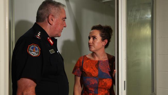 Chief Minister Lia Finocchiaro and NT Police Commissioner Michael Murphy. Picture: Zizi Averill