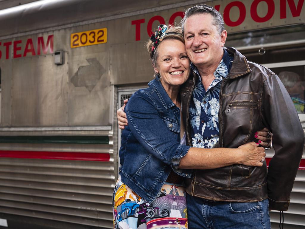 Trish and Paul Davis as DownsSteam host an Elvis show and railmotor trip to Pittsworth, Saturday, January 11, 2025. Picture: Kevin Farmer