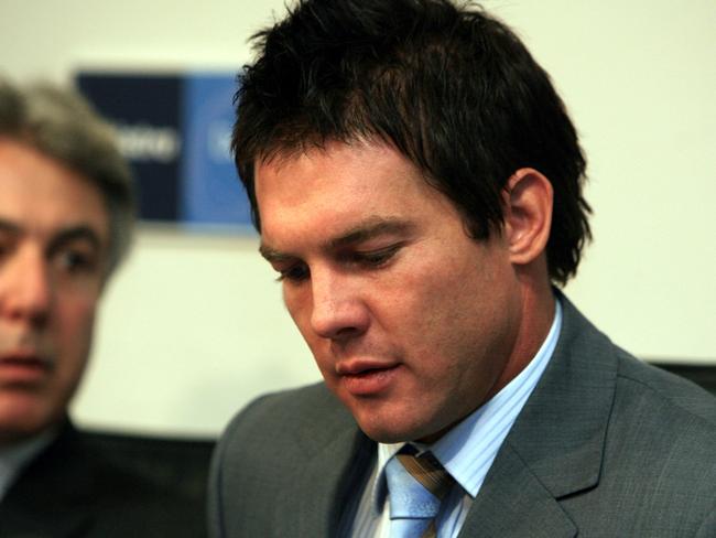 Ben Cousins during a press conference after the AFL imposed a 12-month suspension on him for his off-field behaviour.