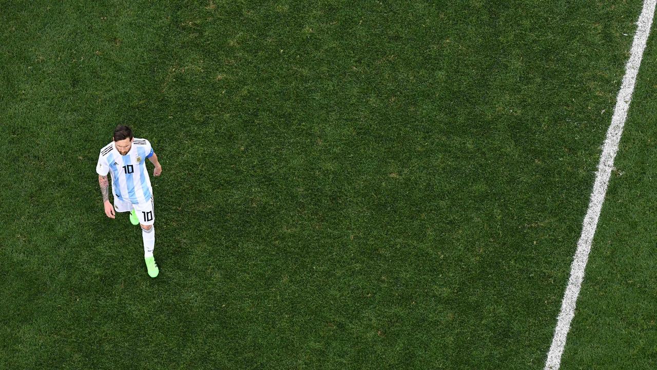 Argentina's Lionel Messi casts a lonely figure after his side’s 3-0 loss to Croatia