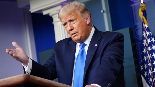 Donald Trump in the Brady Briefing Room of the White House on Thursday. Picture: AFP