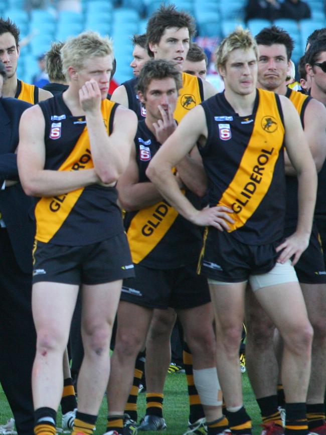 Glenelg players reflect on a big loss to the Dogs.