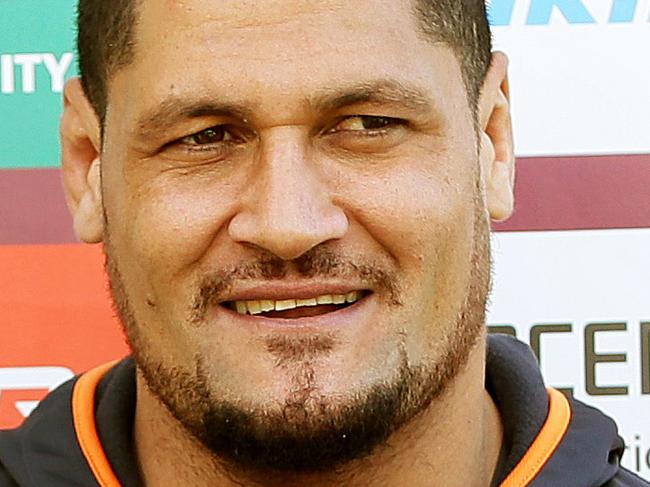 Sea Eagles forward Willie Mason speaks during a media conference after a team training session at Narrabeen. Picture: Troy Snook