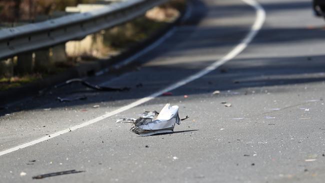 Double fatality crash on Algona Road between Kingston and Blackmans Bay. Picture: NIKKI DAVIS-JONES