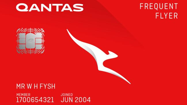 Qantas Frequent Flyer Card example. Picture: Supplied/Qantas.com