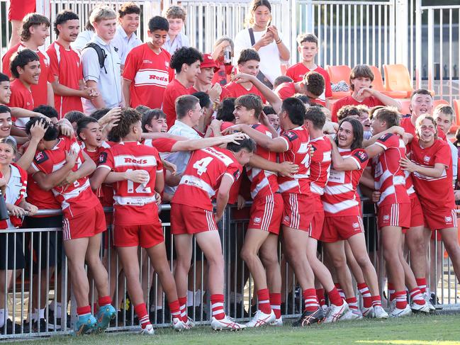 PBC SHS celebrate winning the 2023 Langer Trophy. Picture: Liam Kidston.