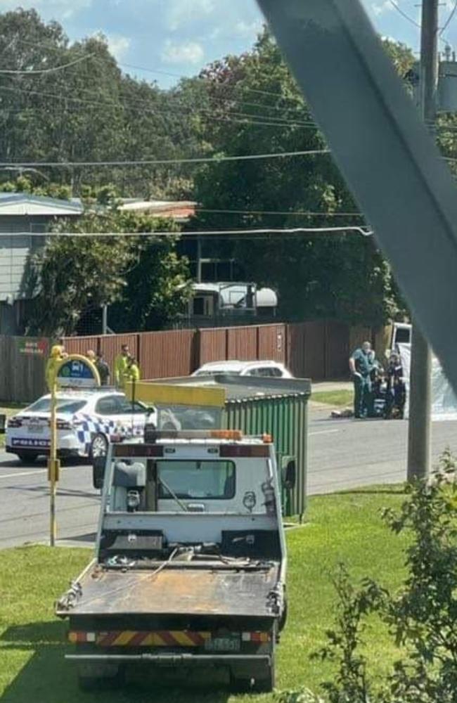 A tow truck at the scene of the horrific crash.