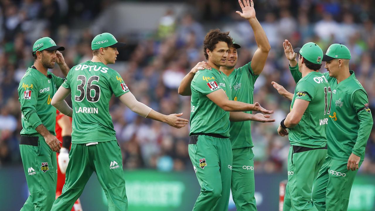 Nathan Coulter-Nile celebrates a wicket for Melbourne Stars last season.