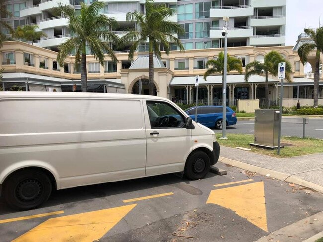 A van without a permit displayed pictured in a disabled space at Harley Park in Labrador. Picture: Facebook/Australian Disability Parking Wall of Shame.