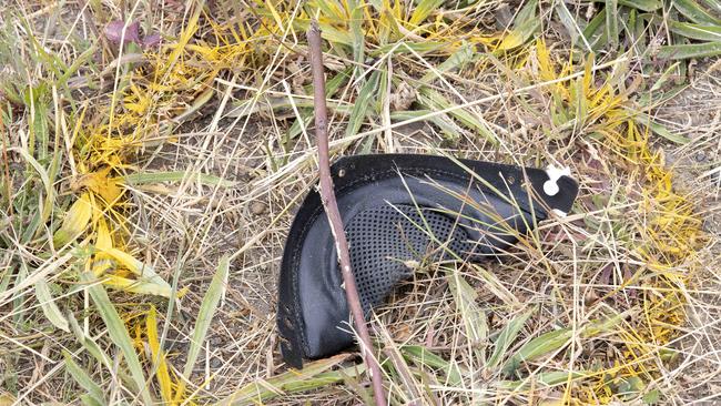 Fatal motorcycle crash scene, Brooker Highway near the Berriedale Road overpass. Picture: Chris Kidd