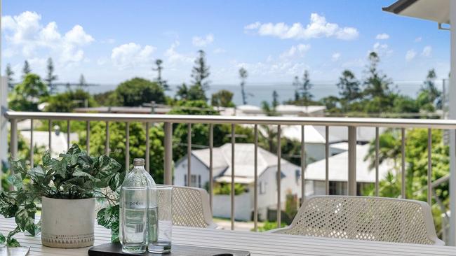 The view from a two-bedroom unit at 8/82 Bay Tce, Wynnum, which is for sale.