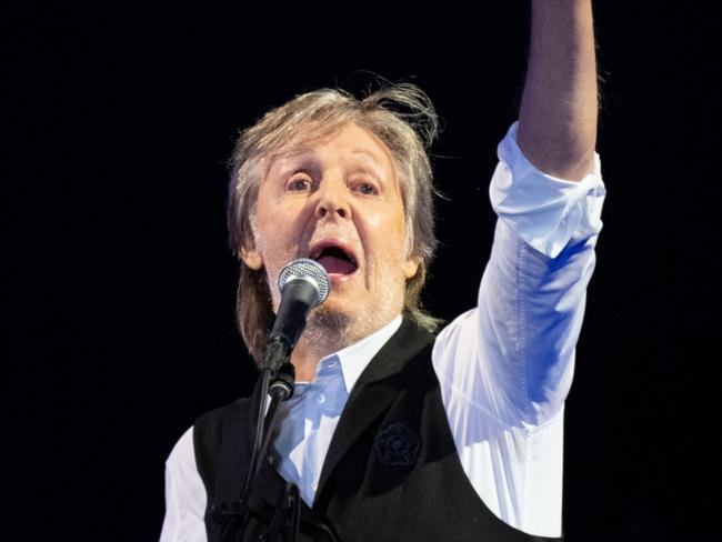 GLASTONBURY, ENGLAND - JUNE 25: Paul McCartney performs on The Pyramid Stage during day four of Glastonbury Festival at Worthy Farm, Pilton on June 25, 2022 in Glastonbury, England. (Photo by Harry Durrant/Getty Images)