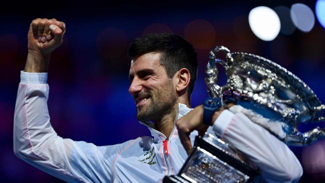 Djokovic won his 10th Australian Open crown. Photo by MANAN VATSYAYANA / AFP