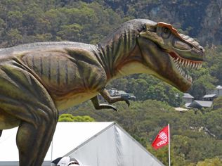 Final day of the Australian PGA Championship at Palmer Resort, Coolum:Jeff the dinosaur.Photo: Brett Wortman / Sunshine Coast Daily