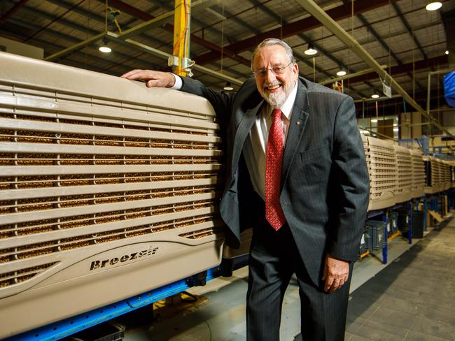 Frank Seeley, at Seeley International in Lonsdale with bespoke Breezair fixed evaporative air conditioners made and sent to Saudi Arabia. The company has installed 50,000 of the units into a tent city on the outskirts of Mecca.