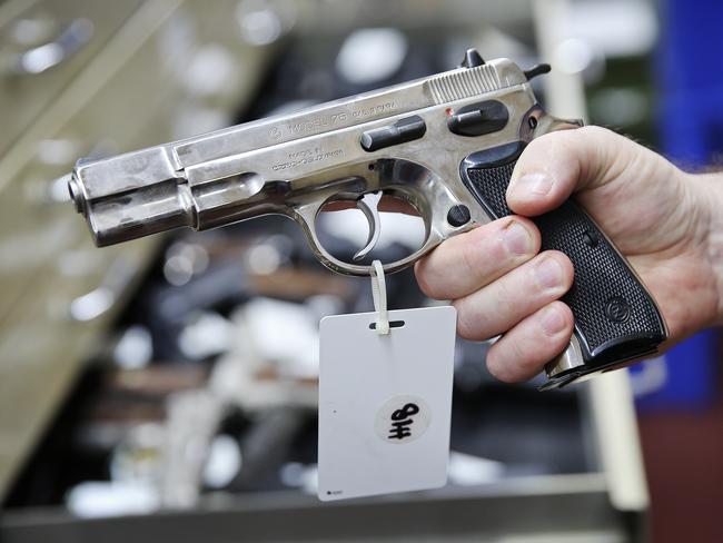 SUNDAY TELEGRAPH - 4/4/19Seized guns as well as guns handed in during the amnesty pictured at the  Ballistics Centre in the Sydney Police Centre this morning. Picture, Sam Ruttyn