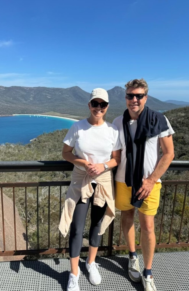 Rebecca Maddern and husband Trent Miller spent their summer holidays hiking in Tasmania.