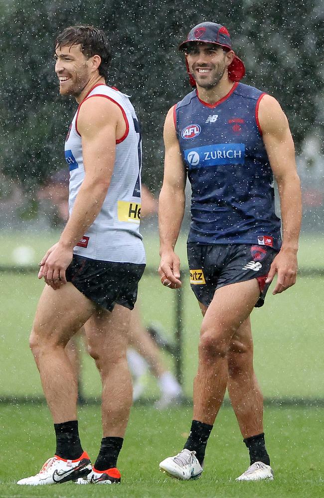 Jack Viney and Christian Petracca starred in the midfield during match simulation for the Demons. Picture: Mark Stewart