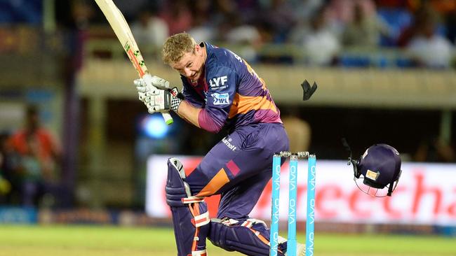 George Bailey’s helmet flew off while facing Nathan Coulter-Nile in the Indian Premier League.