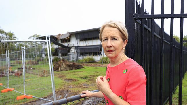 Education Minister Di Farmer inspected storm damage at Helensvale State School. Pics Adam Head