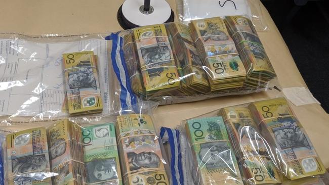 Cash found along with cannabis hidden in a truck at Truro. Picture: SA Police